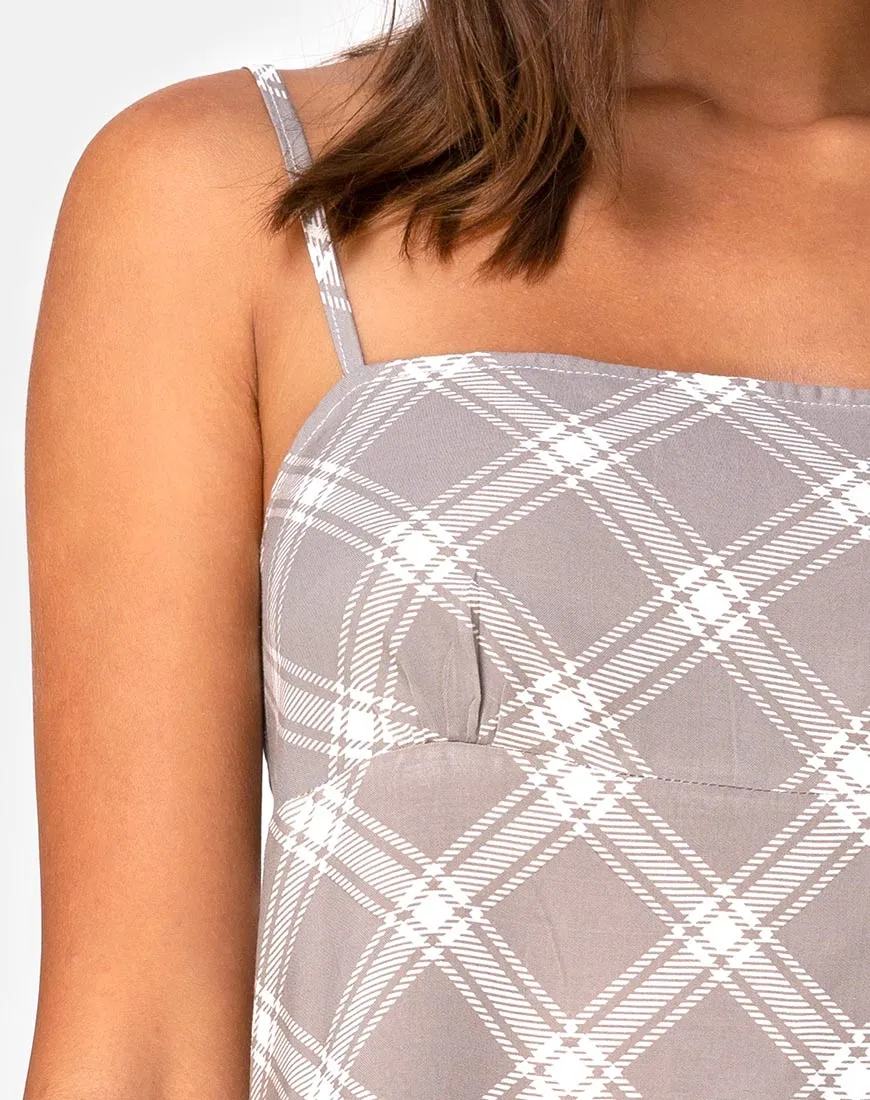 Andin Slip Dress in Grunge Check Taupe