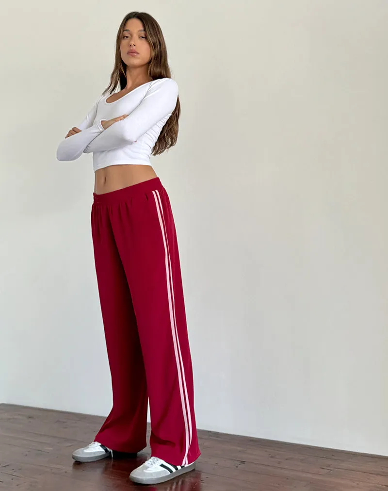 Bennett Wide Leg Trouser in Tailoring Red with Pink Stripe