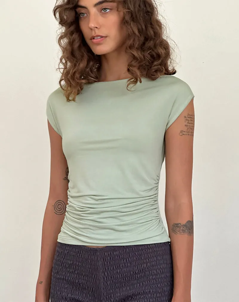 Bentley Ruched Top in Slinky Mint