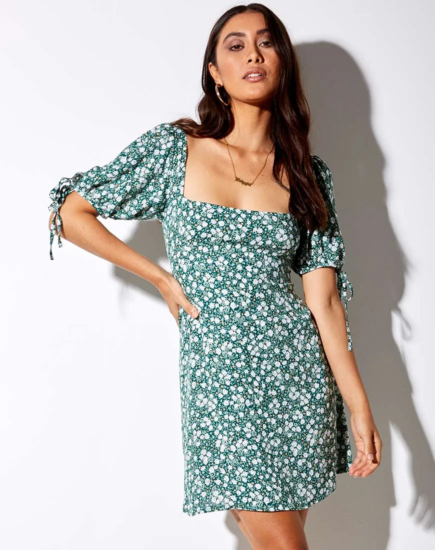 Calia Dress in Floral Field Green