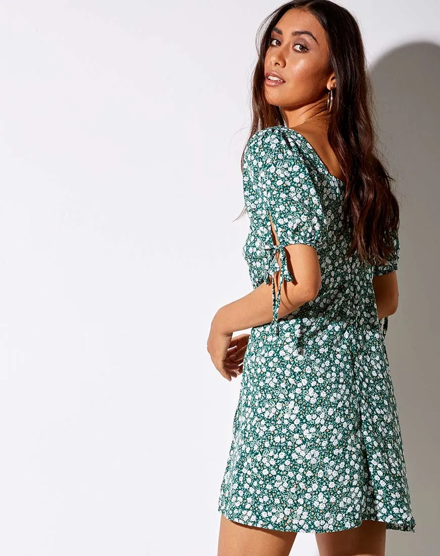 Calia Dress in Floral Field Green