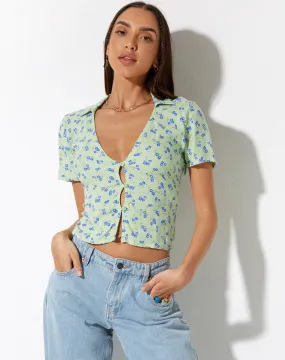 Chu Top in Lime Floral