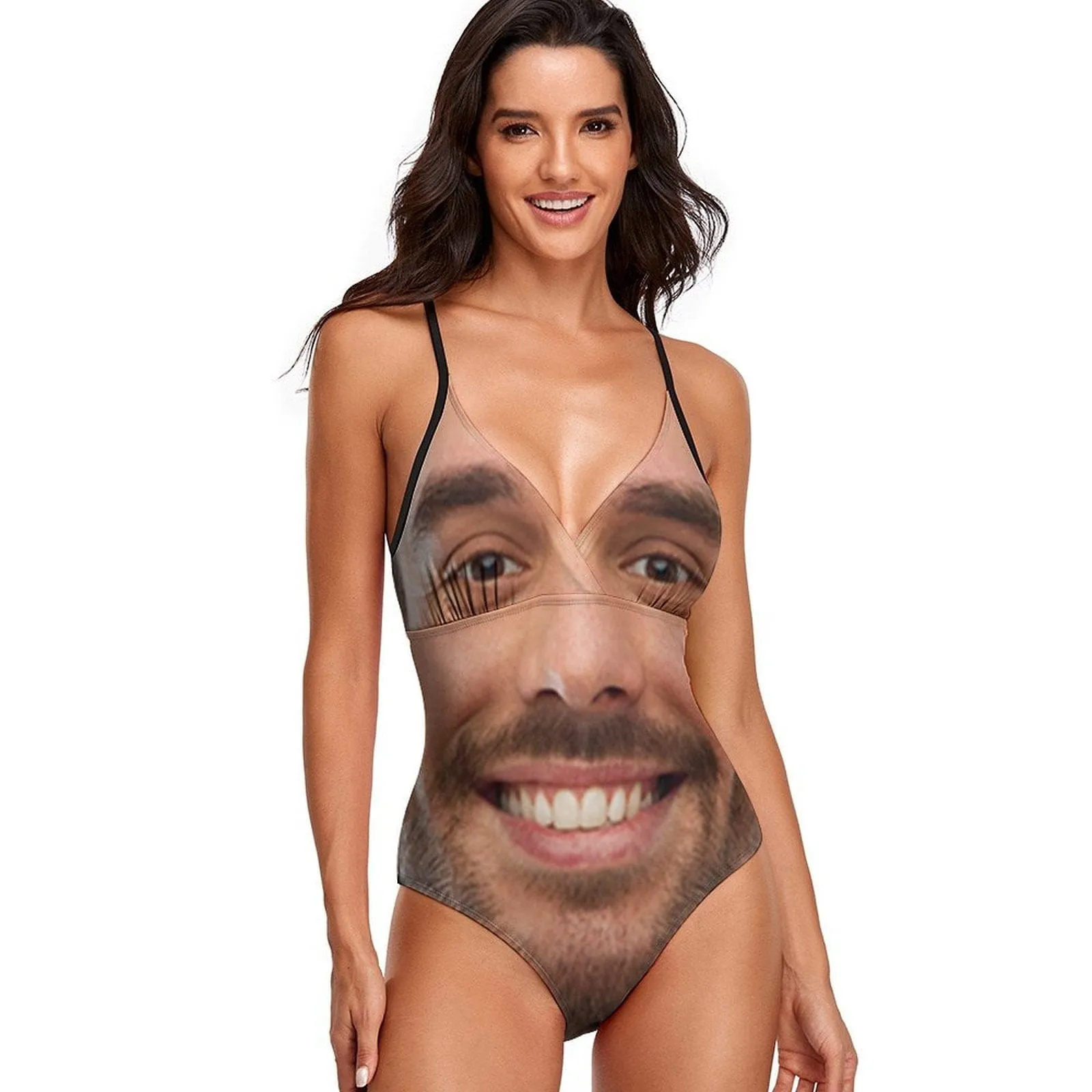 Custom Big Funny Face Women's One Piece Swimsuit