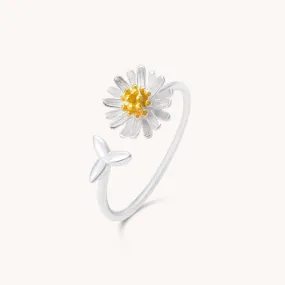 Daisy Silver Adjustable Ring W.