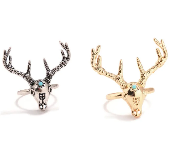 Deer Head Antler Ring