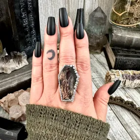 Fossilized Palm Root Coffin Ring Size 9 / Foxlark Collection