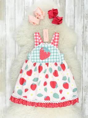 Gingham Strawberry Ruffle Dress