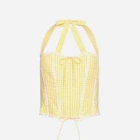 GUIZIO Gingham Lace Corset - Limonchello