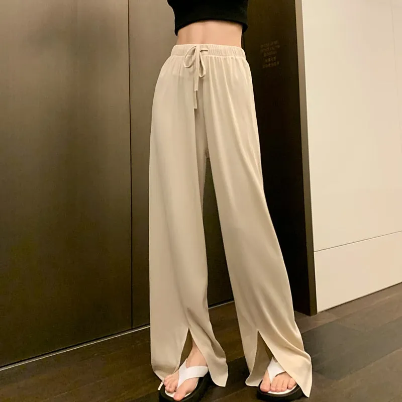 High Waist Sweatpants With Hem Split On Legs