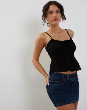 Lyncia Tie Front Cami Top in Black