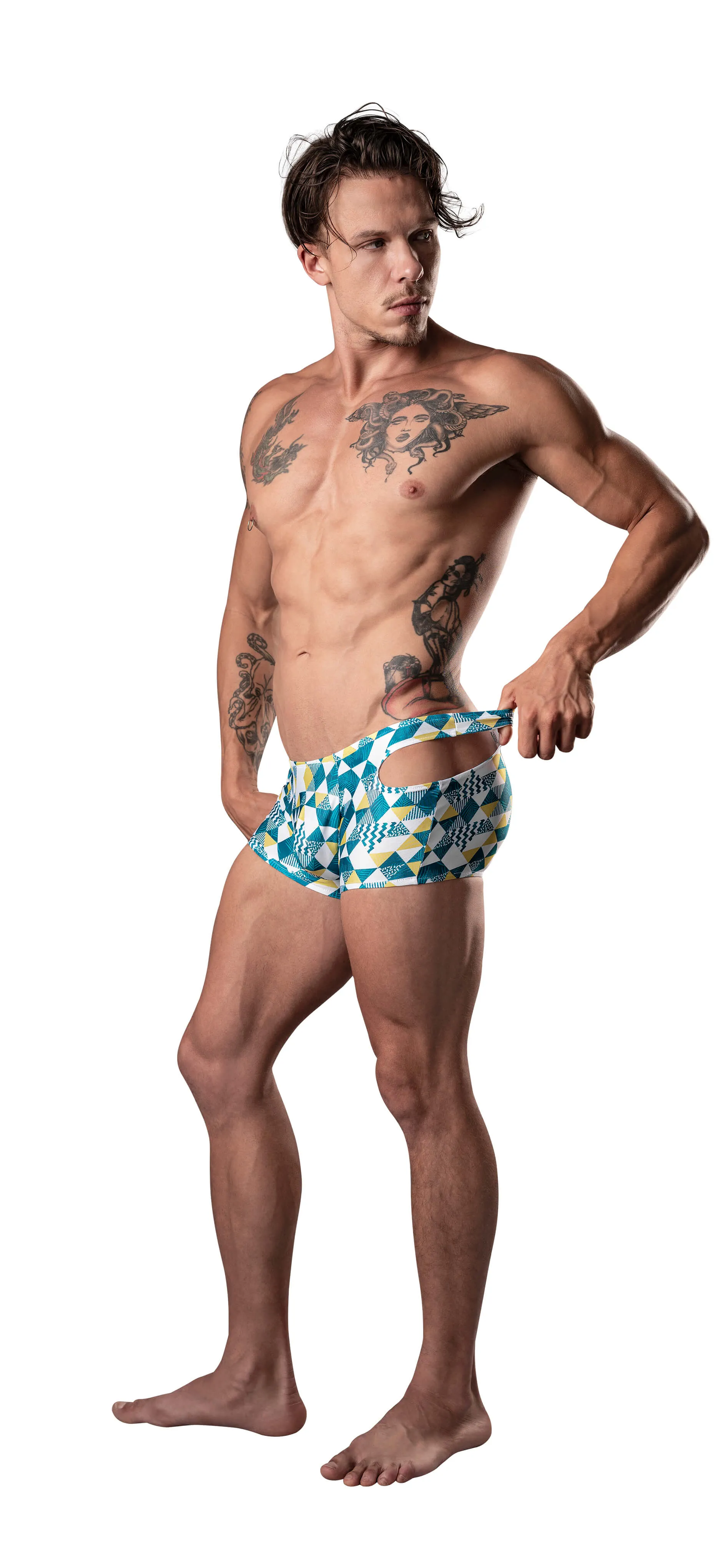 Male Power Cutout Mini Short