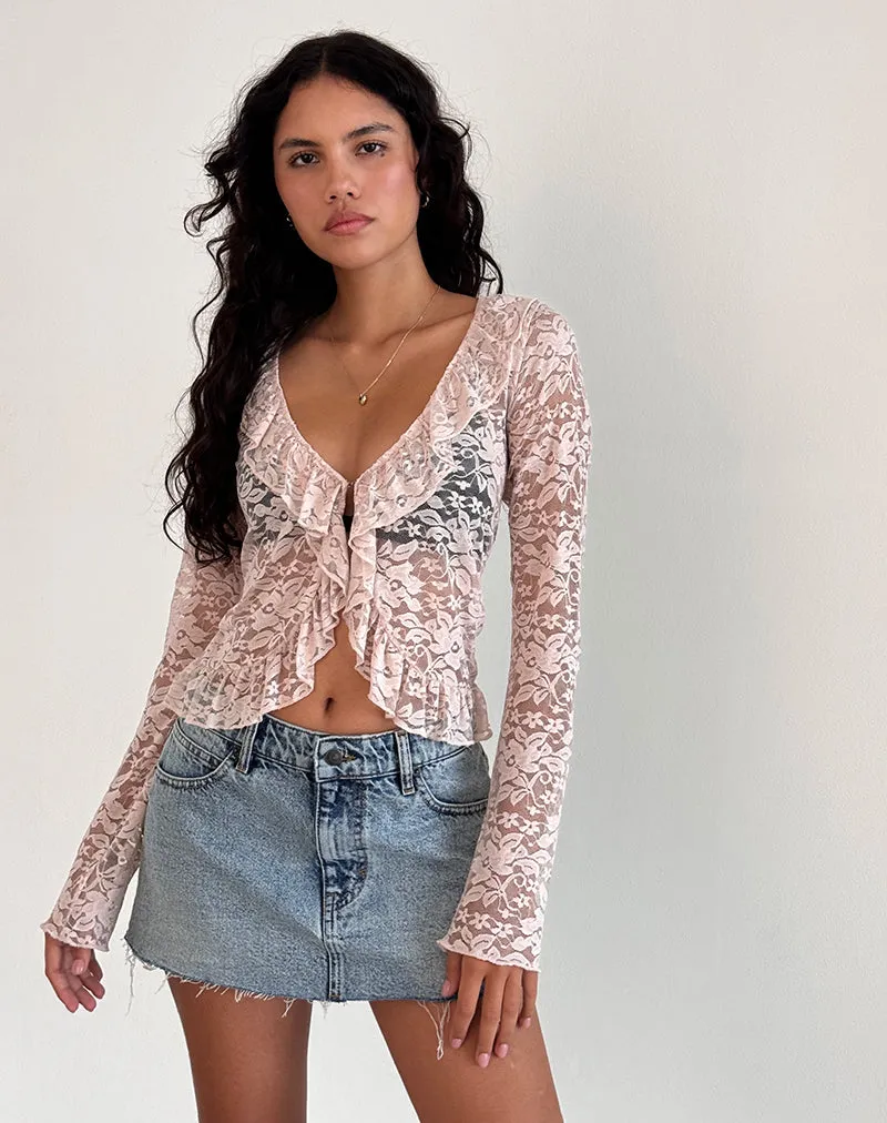 Noemi Cardigan in Lace Lotus Pink