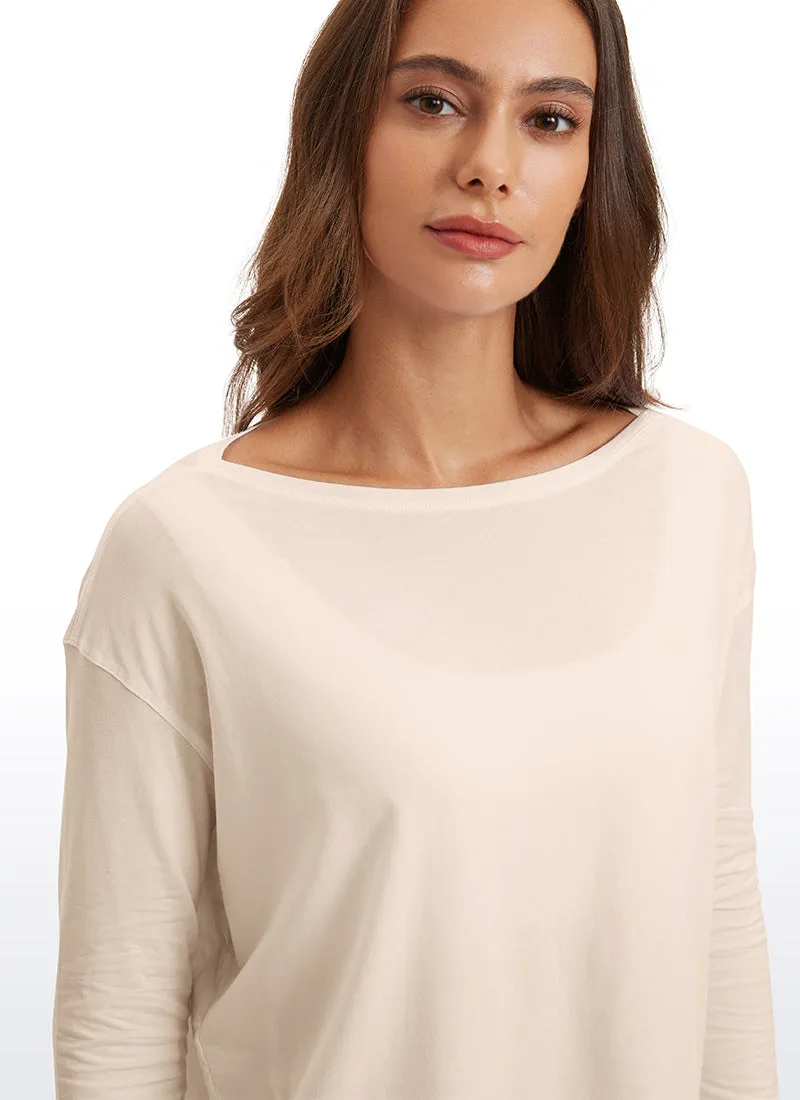 Pima Cotton Long Sleeves Boat Neck