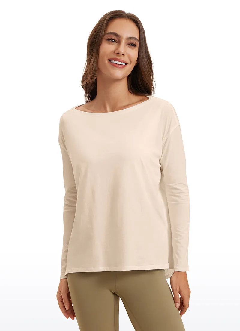 Pima Cotton Long Sleeves Boat Neck