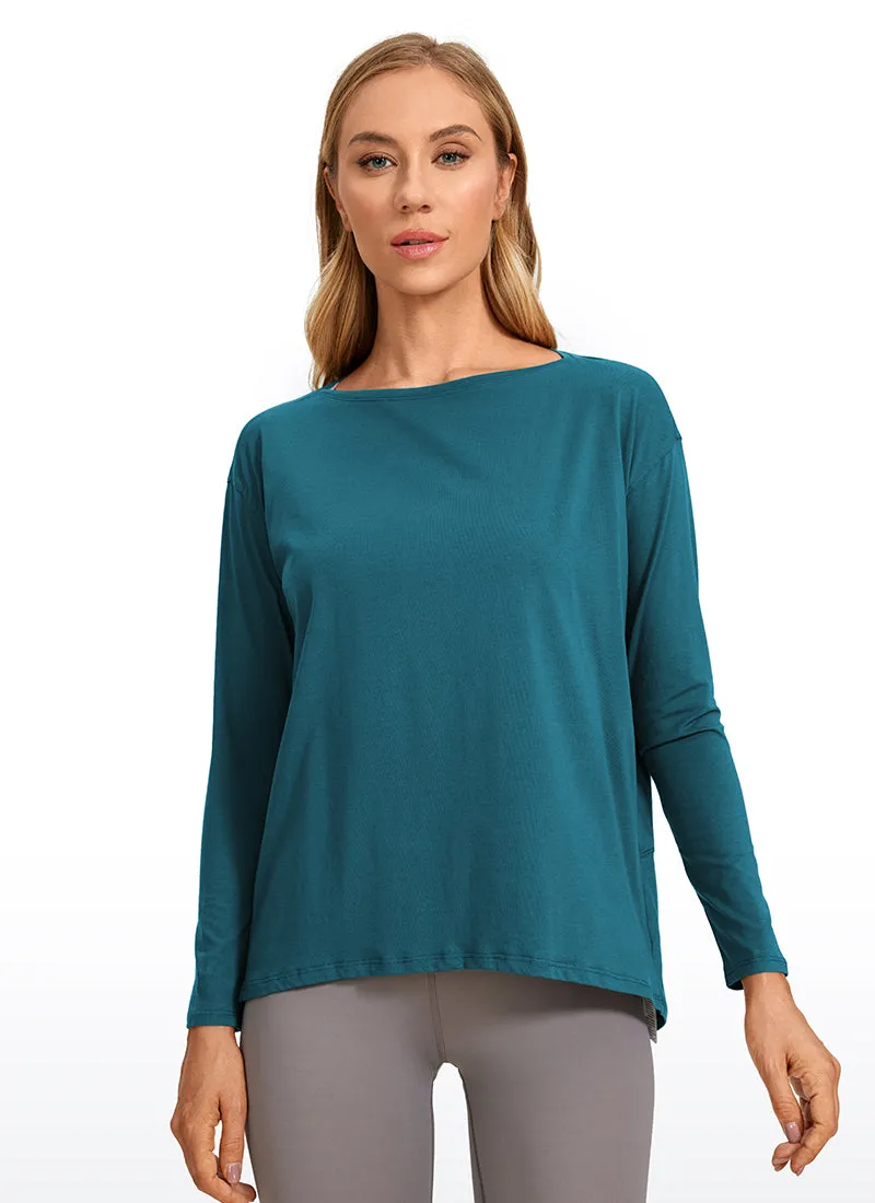 Pima Cotton Long Sleeves Boat Neck