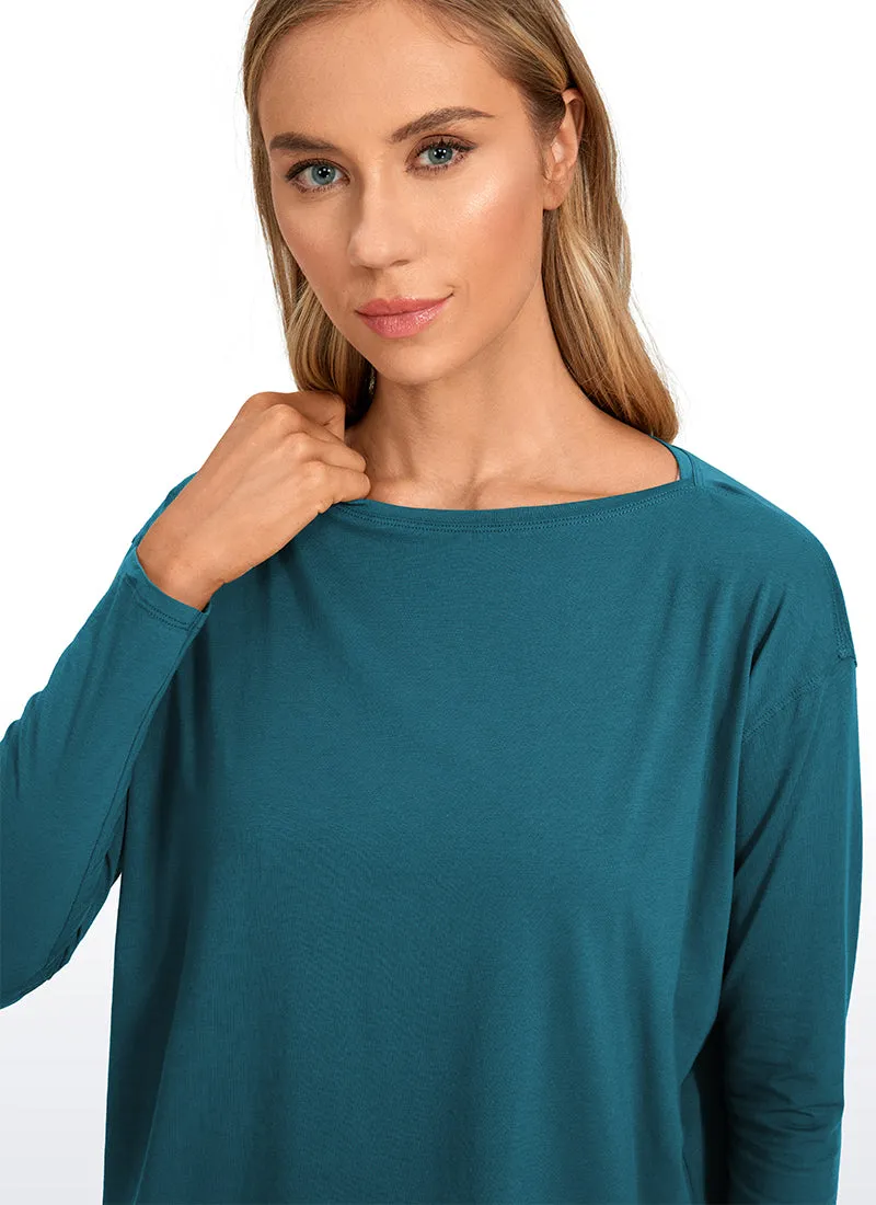 Pima Cotton Long Sleeves Boat Neck