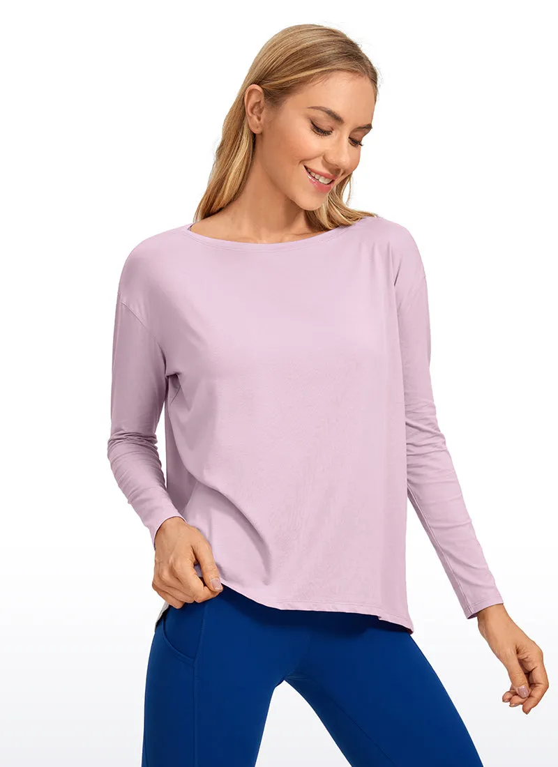 Pima Cotton Long Sleeves Boat Neck