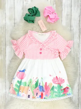 Pink Gingham Garden Ruffle Dress