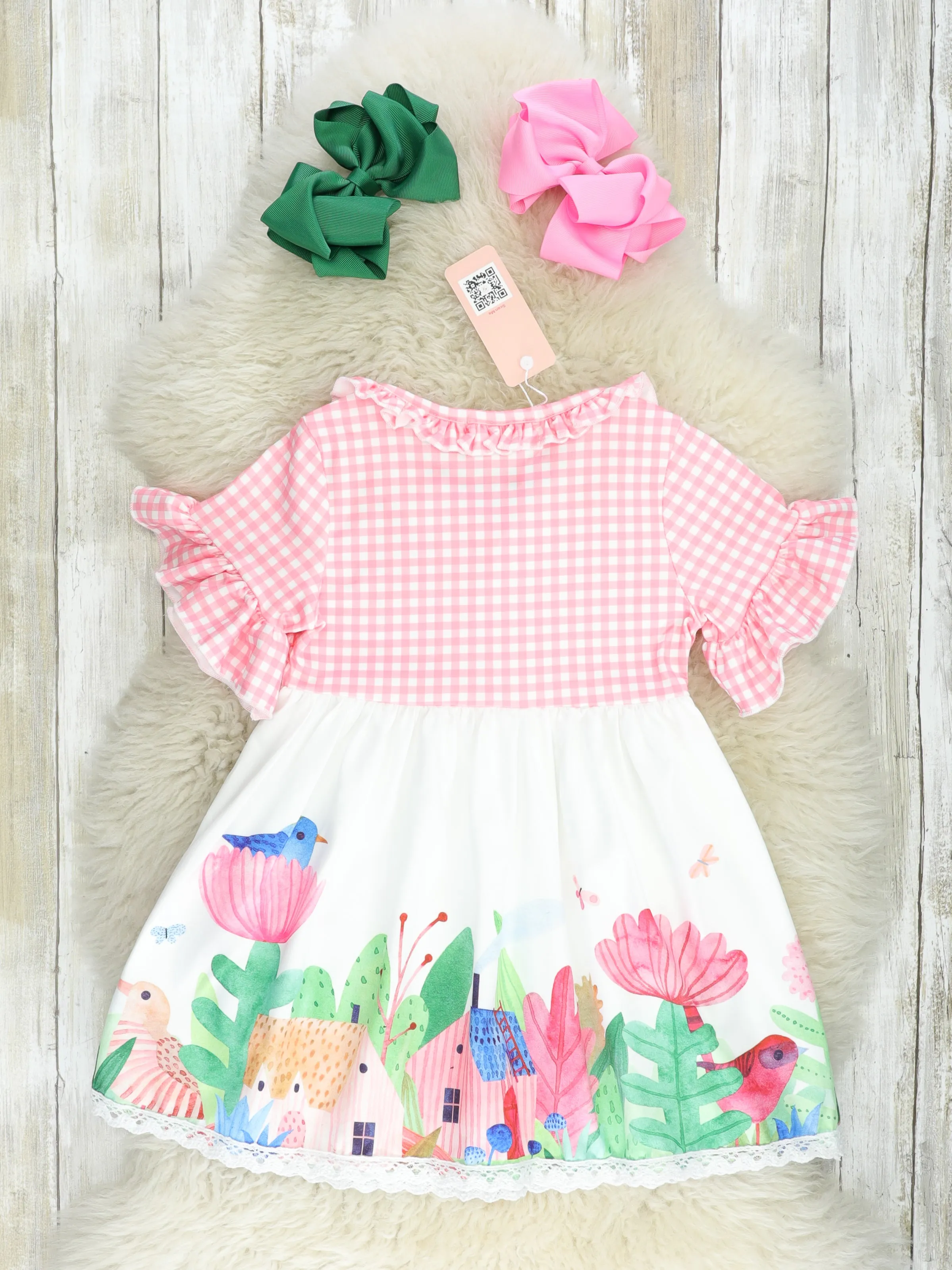 Pink Gingham Garden Ruffle Dress