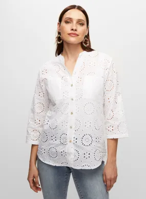 Sequin Pocket Eyelet Blouse