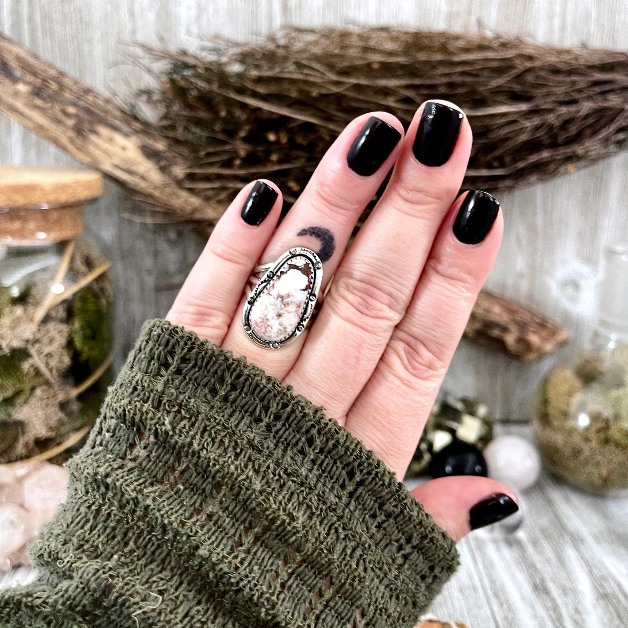 Size 8 Stunning Wild Horse Jasper Statement Ring Set in Sterling Silver Size 8 / Curated by FOXLARK Collection